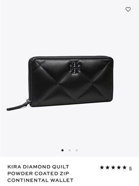 Tory Burch Black Kira Diamond-Quilt Zip Continental Wallet